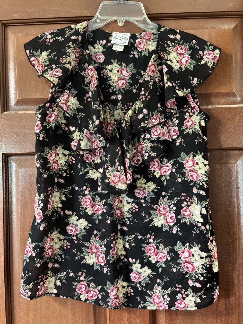 Vintage 90s 2XS Floral Sheer Chiffon Top Sleeveless Made in USA Whimsigoth Small